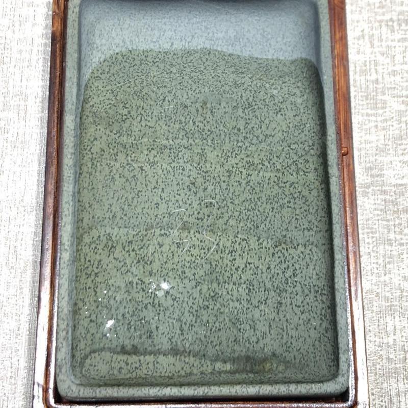 非遗歙砚龙尾砚80年代鳝鱼黄老鱼子纹5寸长方砚文房用品 便携砚台