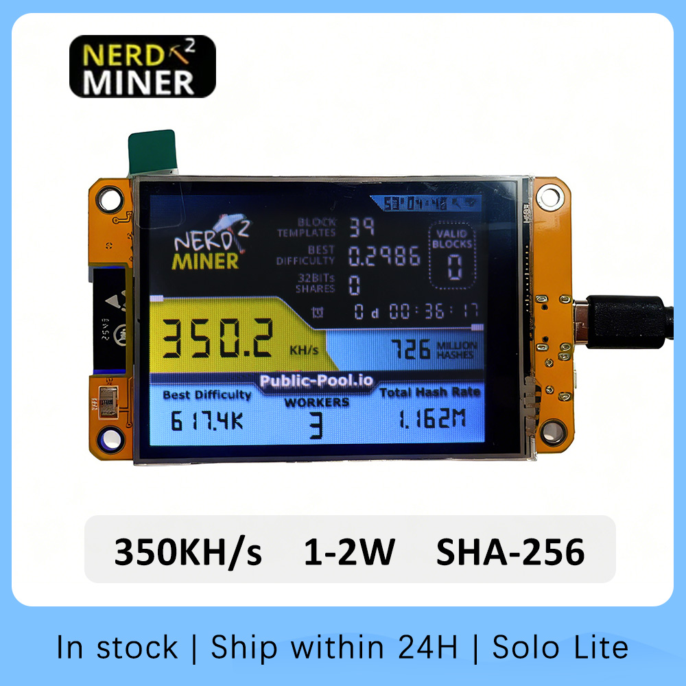 NerdMiner V2大屏BTC乐透机 LV04 2.8英寸 算力350KH/s 全新现货