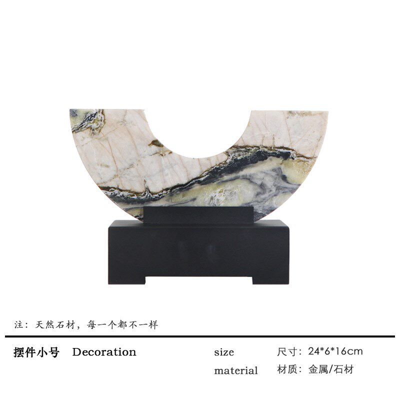 新中式大理石几何摆件样板间展示柜装饰品茶室办公室壁龛酒柜软装
