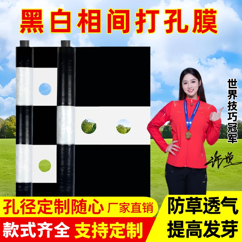 打孔带孔农用黑白膜m种植黑白相间地膜保温保湿辣椒花生专用除草