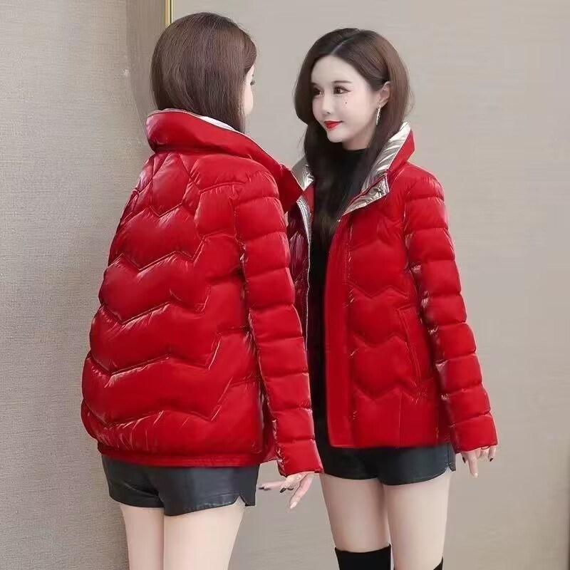 小个子棉衣女g短款韩版宽松羽绒棉服炫彩免洗妈妈加厚冬季保暖棉