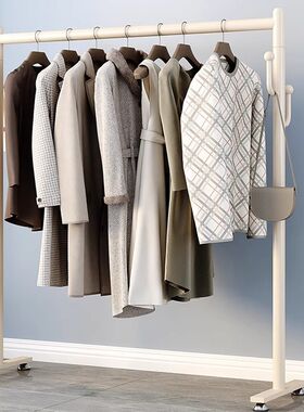 晾衣架室内家用结实m床尾奶油风挂衣架落地卧室外防风凉衣架支撑