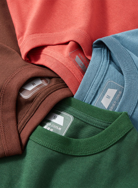 300g阿美咔叽精梳棉重磅t恤男 圆领短袖打底衫基础款潮牌一件代发