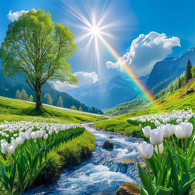 现代简约青山绿水风景贴画