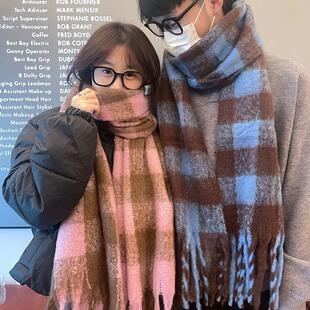 韩版 久悦拾柒 情侣款 格子围巾冬季 百搭高级感氛围感加厚 秋冬新款