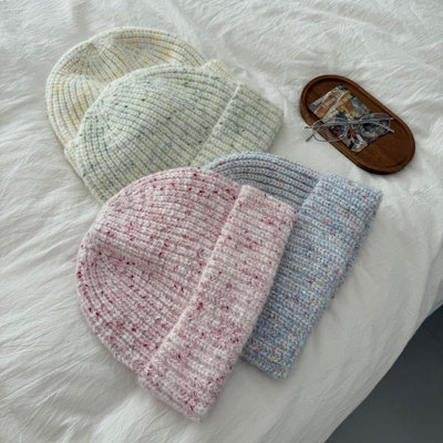 新款韩国创意小众秋冬彩点针织帽