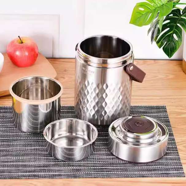 实德不锈钢保温饭盒便携超长学生多层1人上班族真空便当大容量饭