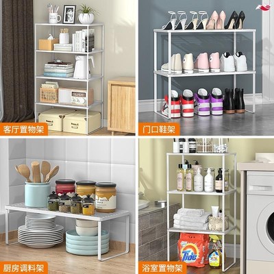 卧室更衣柜分层架柜子橱柜内分隔板收纳架厨房免钉铁艺置物整理架