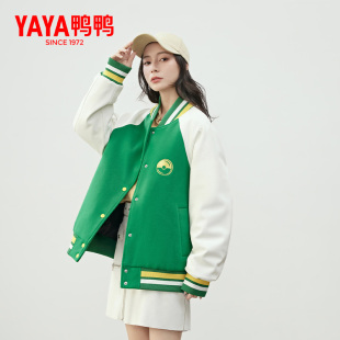 鸭鸭宝可梦联名短款 拼接休闲宽松夹克情侣外套 棒球服羽绒服美式