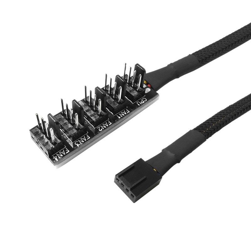 电脑机箱风扇拓展集线器主板4Pin4针一分五PWM温控调速延长转接线