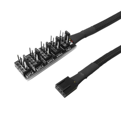 电脑机箱风扇拓展集线器主板4Pin4针一分五PWM温控调速延长转接线