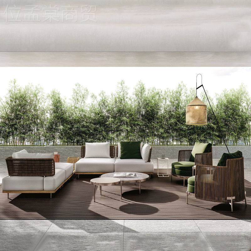 发户沙庭院IXH露防台休闲不锈钢家具酒店别外墅花园椅组合水藤编