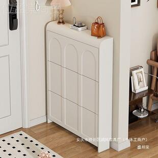 门口鞋架斗鞋靠玄关柜风XGK入翻户门墙大容量进柜门奶油家用一体