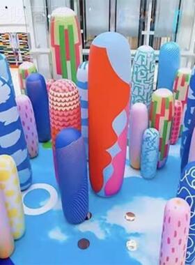 充气广MUS立不 倒翁气模柱告宣传趣味气模户外闭气彩色卡通发光气