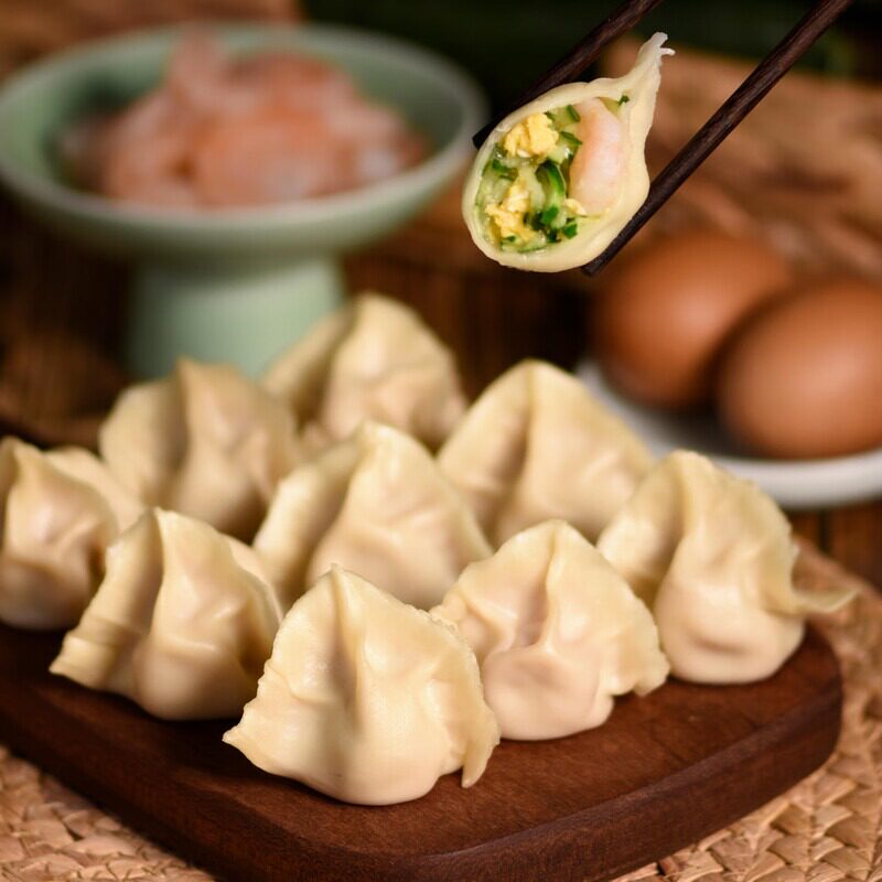有机虾仁黄瓜水饺盐田虾虾青素早餐速食煎饺蒸饺抄手260g（12只）