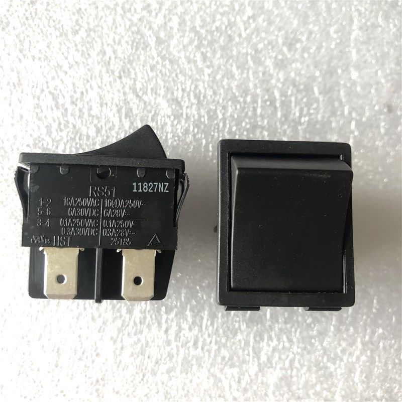 进口日本HRS RS51大船型开关6脚2/二档摇臂翘板电源开关16A6A0.1A