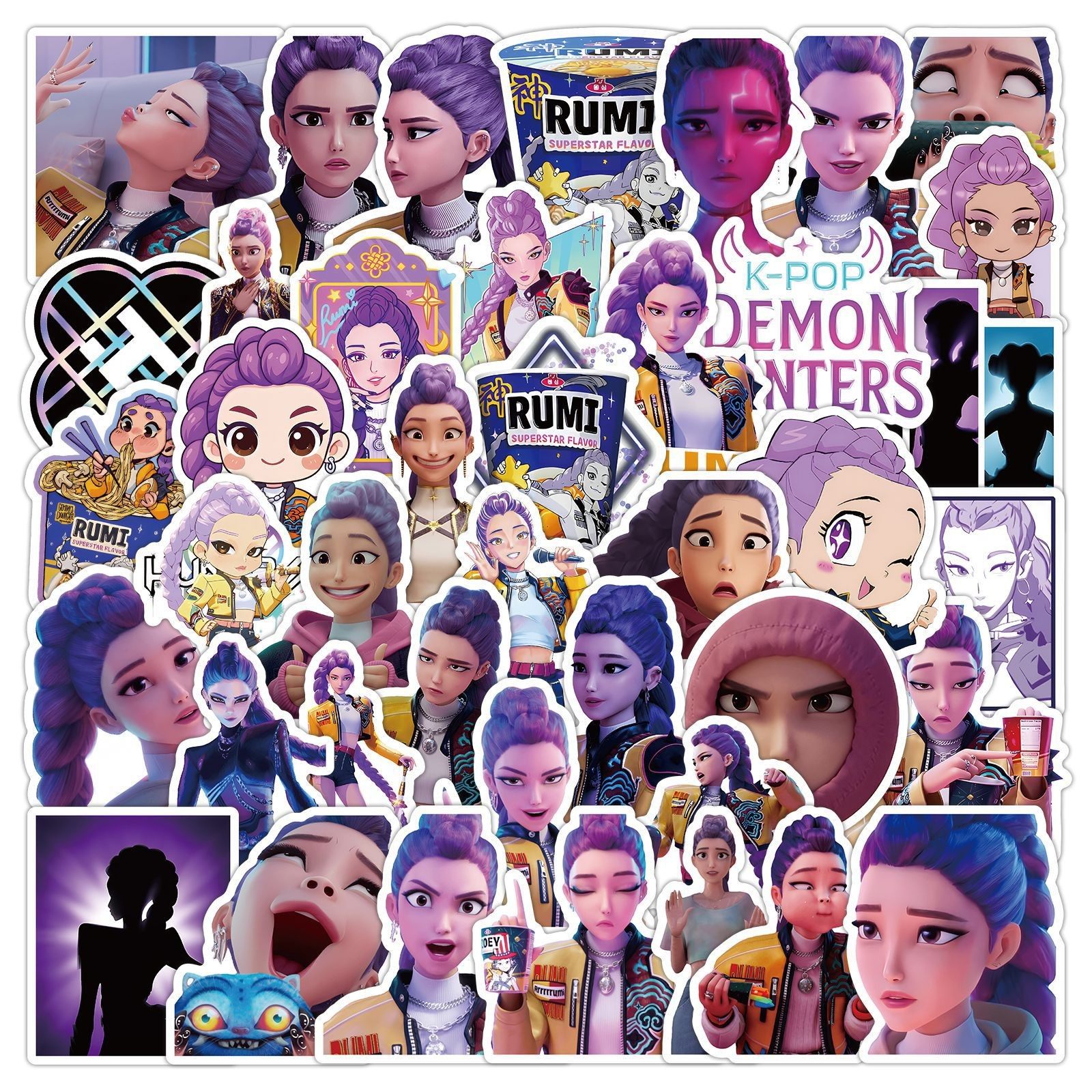 50张KPOP猎魔女团Rumi卡通涂鸦贴纸个性装饰手账本笔记本厂家批发,文具电教/文化用品/商务用品,贴纸/立体贴纸,淘宝优惠券,粉丝福利购,淘宝优惠卷