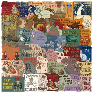 50张中世纪诡异抽象涂鸦贴纸装饰吉他笔记本行李箱DIY防水跨境批