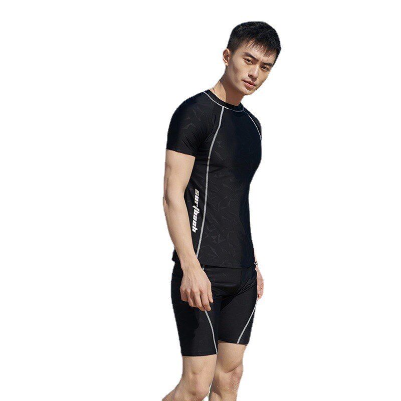 2021时尚迷彩黑色全身男生成人游泳男式泳衣运动系带泳裤潜水服