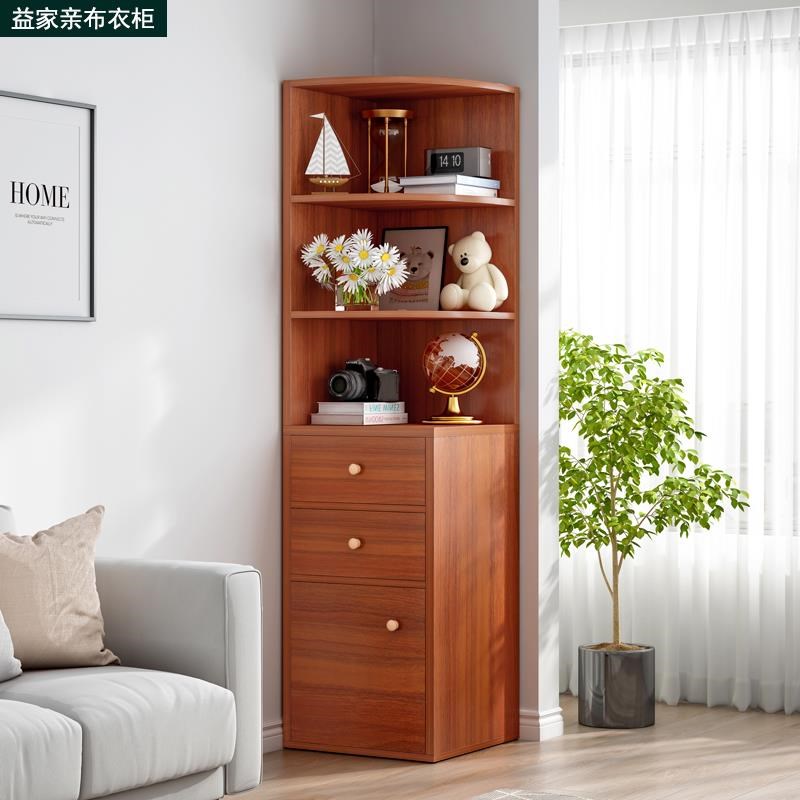 轻奢三角酒柜墙角柜餐边柜高柜一体客厅边柜木制书柜置物架AP26