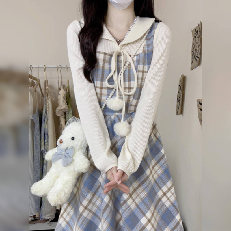 巨好看长袖连衣裙子女秋冬季2025新款ootd穿搭一整套内搭打底长裙