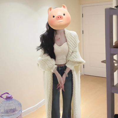 白色长款毛衣外套女春秋2