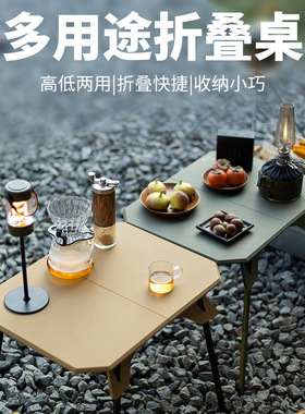 户外可升降轻量化露营小桌折叠塑料桌高度自驾游式烧烤野餐桌