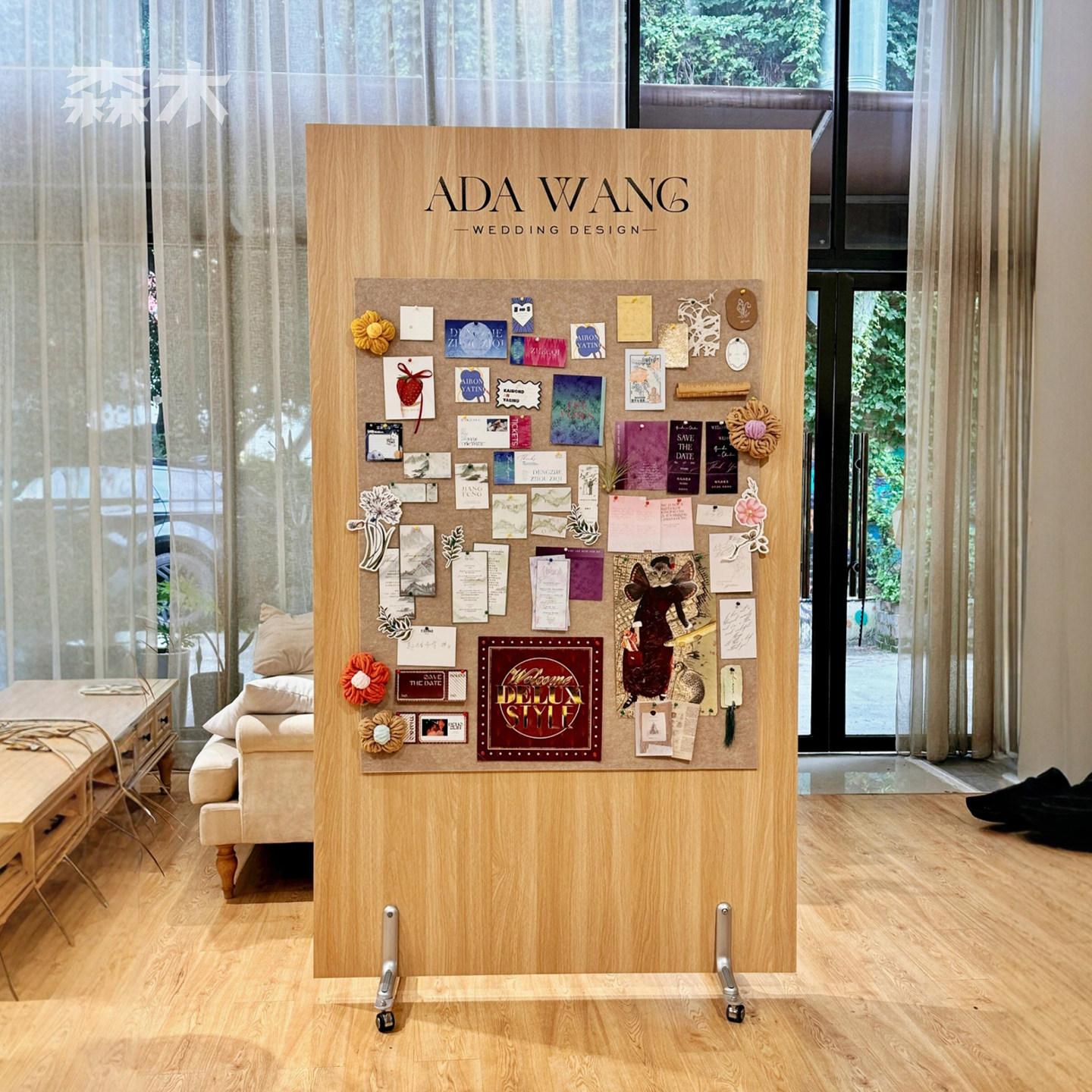 网红拍照背景板女装服装店摄影道具可移动屏风隔断装饰打卡实木板