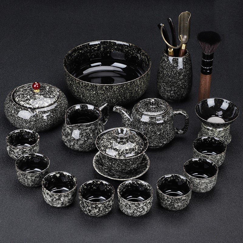 窑变功夫茶具套组陶瓷天目釉家用客厅茶壶功夫茶杯茶盏泡茶器整套