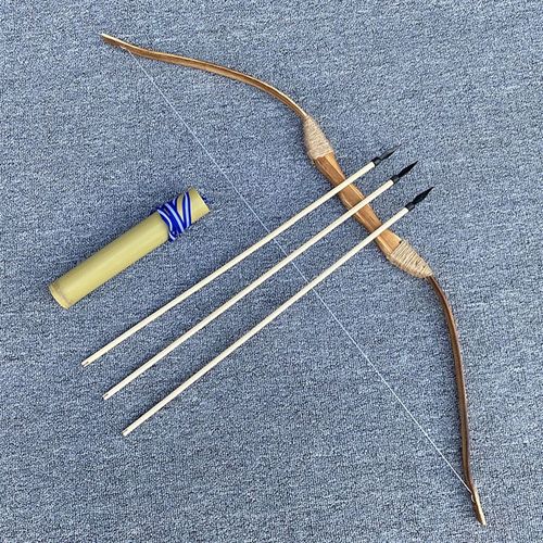 竹木质弓箭玩具儿童射击弹射箭支cos道具弓仿古舞台表演古装拍照