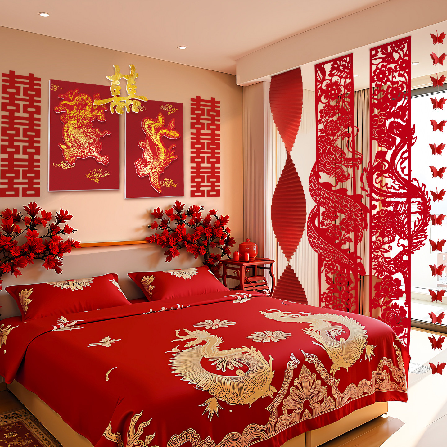 婚房氛围感布置套装新房男女方卧室床头龙凤KT板背景墙结婚礼装饰,节庆用品/礼品,婚房布置套装,淘宝优惠券,粉丝福利购,淘宝优惠卷