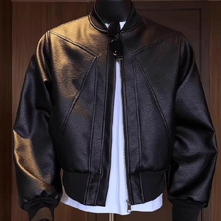 高级感痞帅boxy机车夹克潮牌棒球服 秋季 2025新款 皮衣夹克外套男款