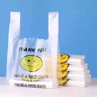 背心方便袋笑脸塑料袋商用手提打包超市购物袋外卖小号食品袋