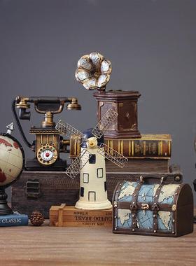 复古创意咖啡厅餐厅树脂装饰品风车摆件创意家居客厅电视柜样板间