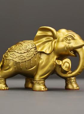 铜大象摆件一对黄铜吸水大象财福对象客厅办公室装饰品店铺铜摆饰