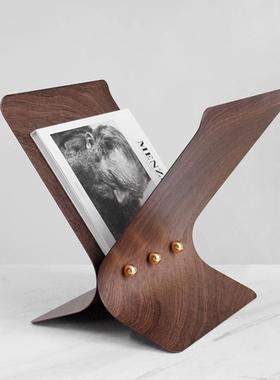 现代轻奢金属杂志架书报架摆件书房样板间收纳架售楼大厅软装