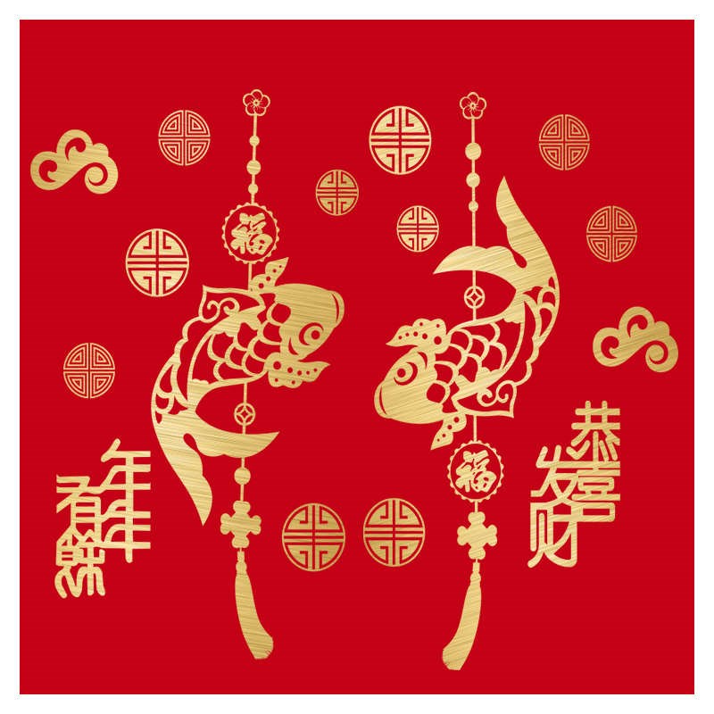 酒店商场装饰门店中国风推拉门贴纸窗花贴玻璃贴门贴窗贴