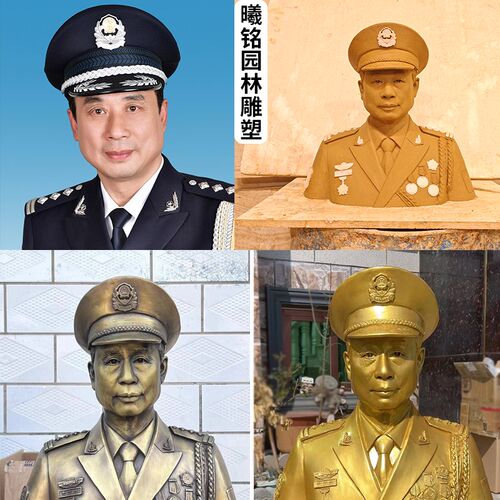 玻璃钢人物雕塑定制仿铜户外真人头像半身全身红军现代公园雕像