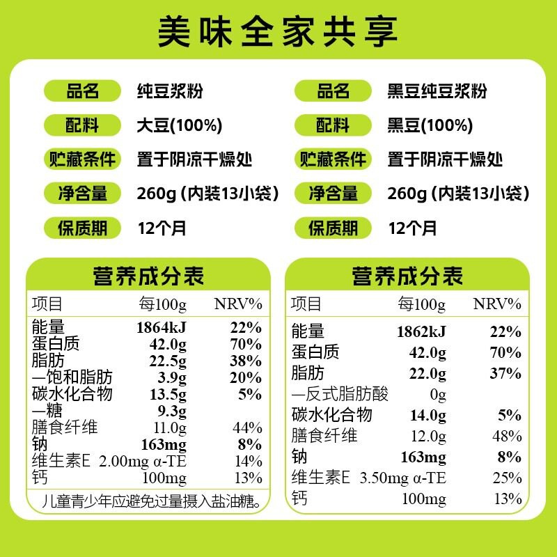 【粉丝专享】北大荒豆浆豆浆粉260g*4包高蛋白原味营早餐合集