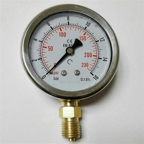 液体防震压力表 直径68mm 压力0-16bar 230psi 螺纹M14x1.5 1.6级