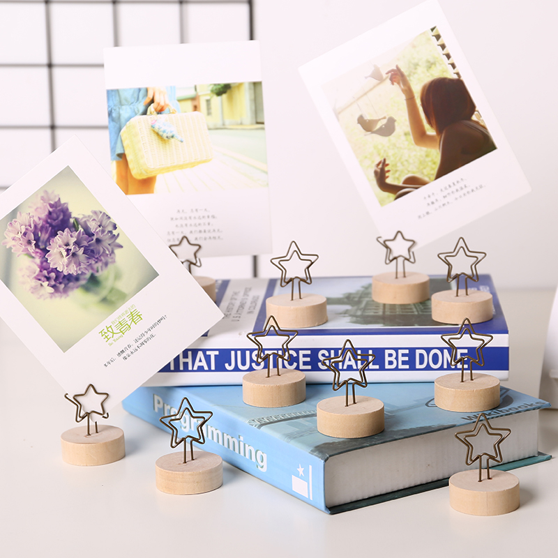 备忘留言夹桌面标签便签架小摆件ins创意可爱北欧实木便条照片夹