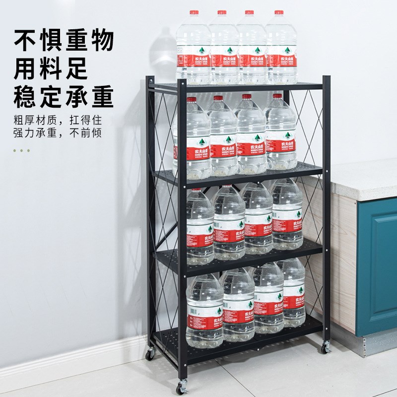 免安装折叠置物架家用多层落地洞洞板储I物架厨房锅具烤箱收纳架