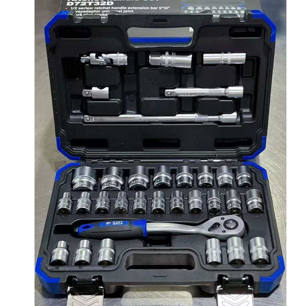 全永鋒32-151PCS汽车维修工具大套筒组套套管扳手棘轮柄CRV铬钒钢