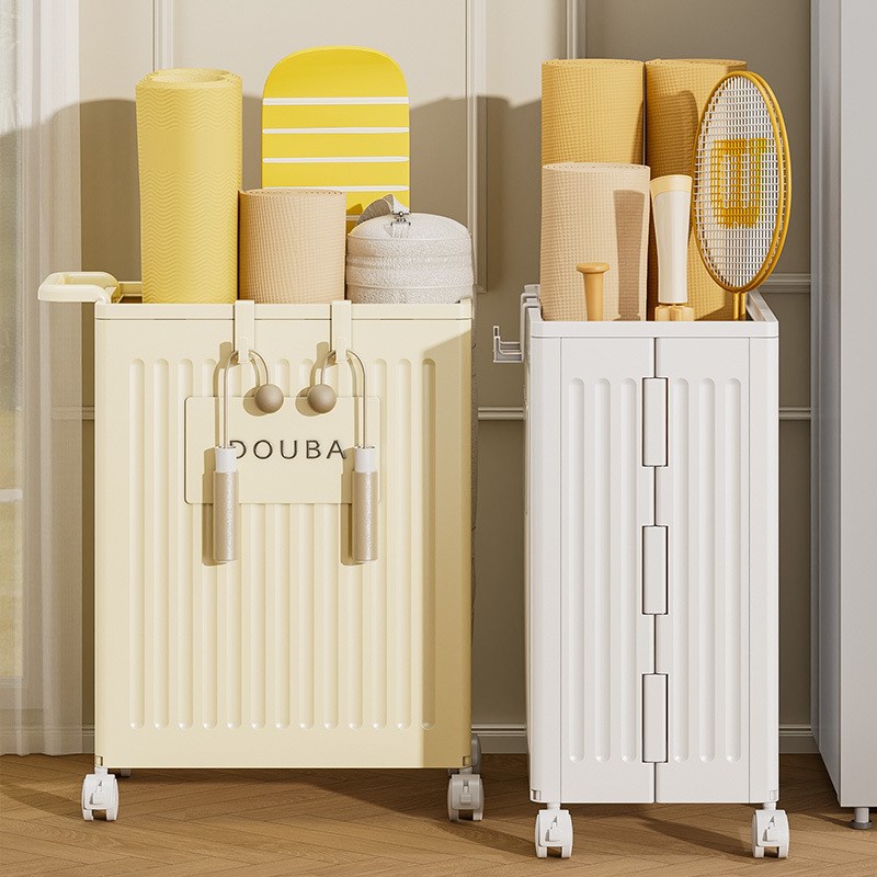 瑜伽垫收纳筐健身运动器材收纳筒篮球羽毛球体育用品收纳带轮