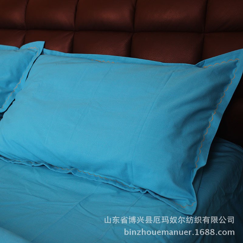 老粗布四件套机织简约格调风支持蓝色老粗布纯色