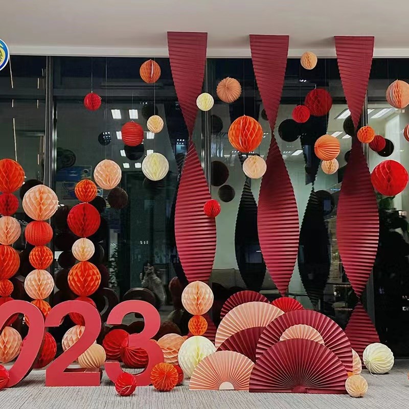 婚庆折扇订婚背景折纸扇花商场橱窗美陈装饰年会节日活动布置扇子