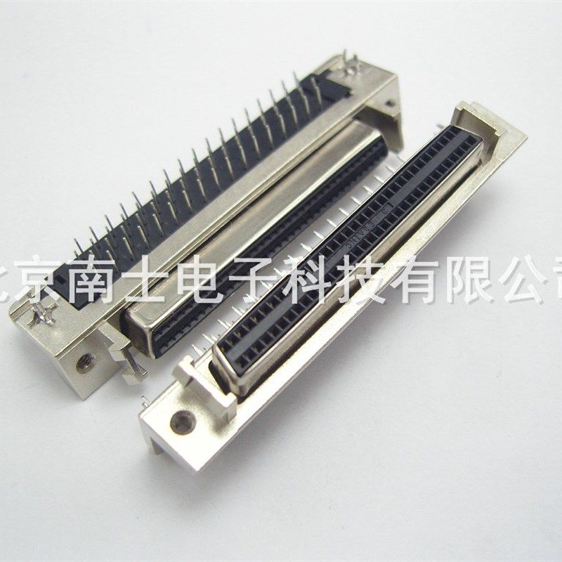 台湾 SCSI 68P MDR母头 90度弯脚 焊板 HPDB68 针式DB型 插座带耳