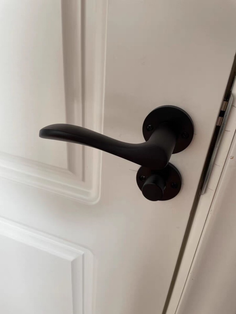 .黑色门锁室内卧室锁具木门锁分体锁三件套静音太空铝房门锁木门