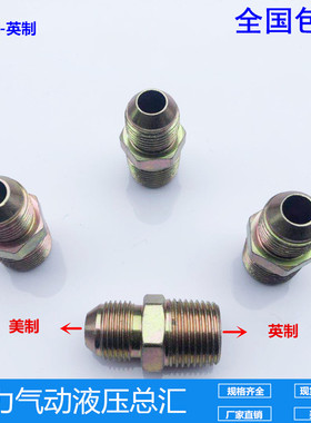 液压高压油管接头过渡变径直通接头2分3分4分6分1寸对丝美制英制