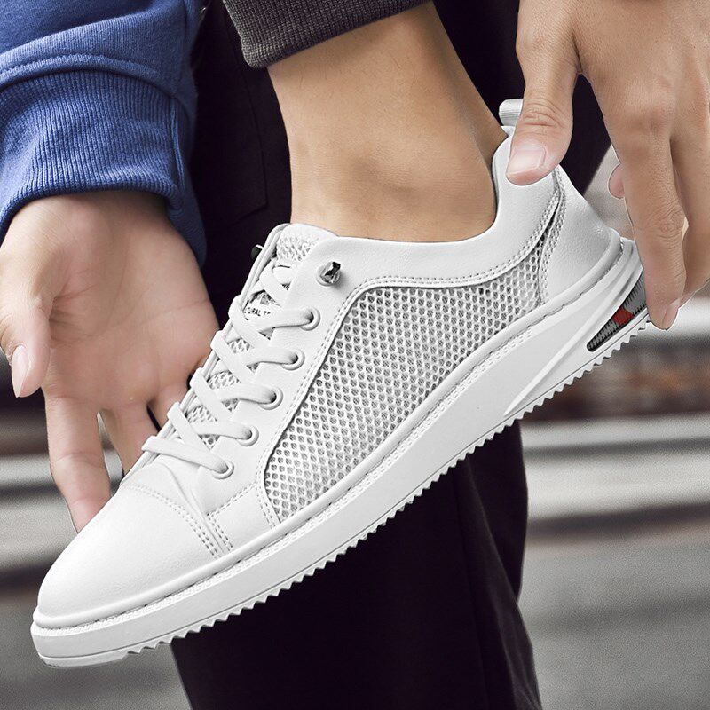 男鞋夏季透气防臭网鞋男士百搭休闲板鞋底薄款网面运动小白板鞋